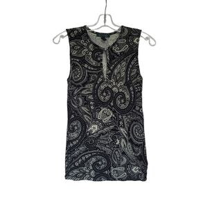 Ralph Lauren Floral Sleeveless Black Top Size S